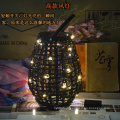 Round Weaving Plastic Rattan Led Lantern